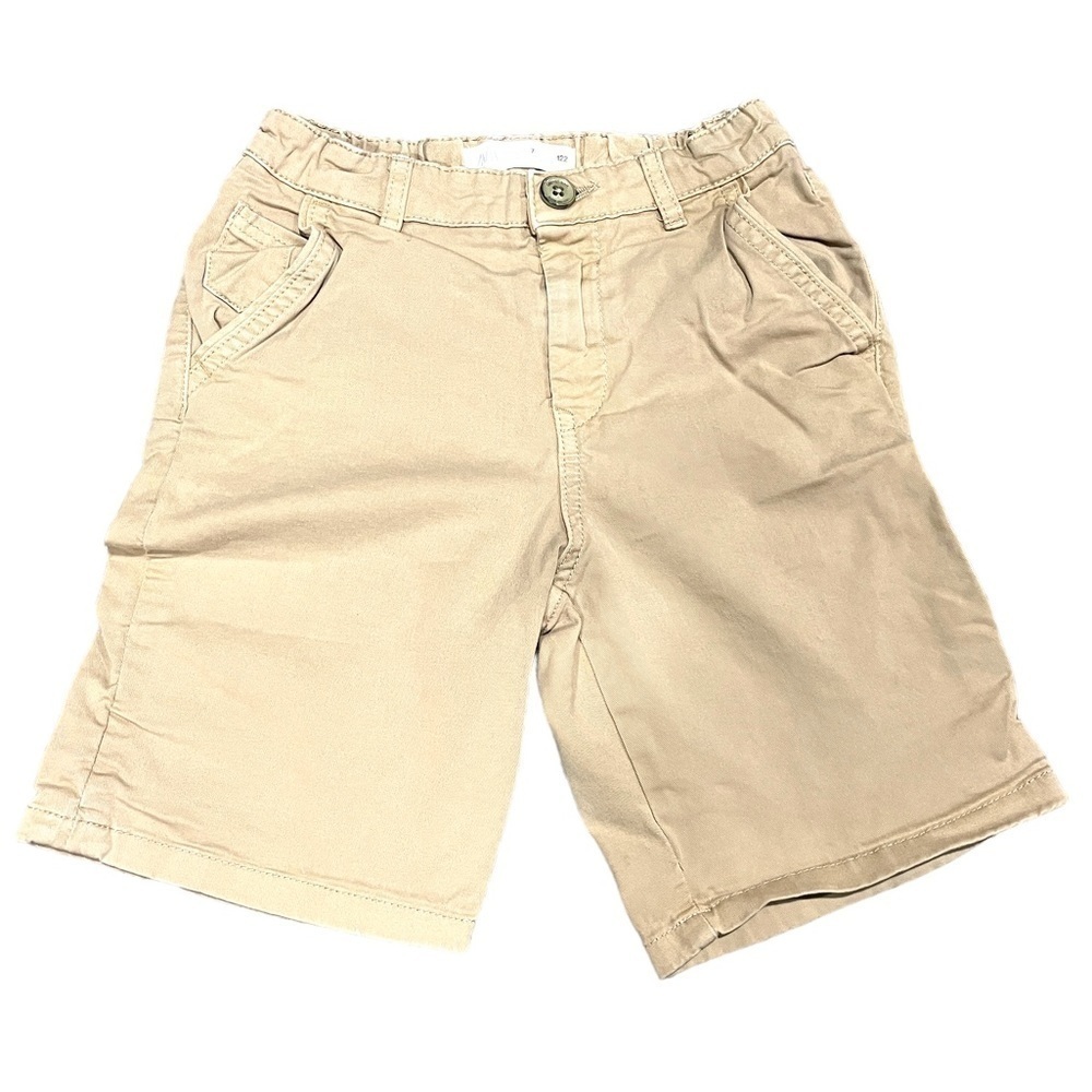 Zara Limited Edition Boys Khaki Shorts Size 7 Adjustable Waist Casual